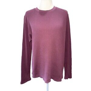 Everlane Organic Cotton Waffle Knit Long Sleeve Thermal Plum Mauve Relaxed Men M